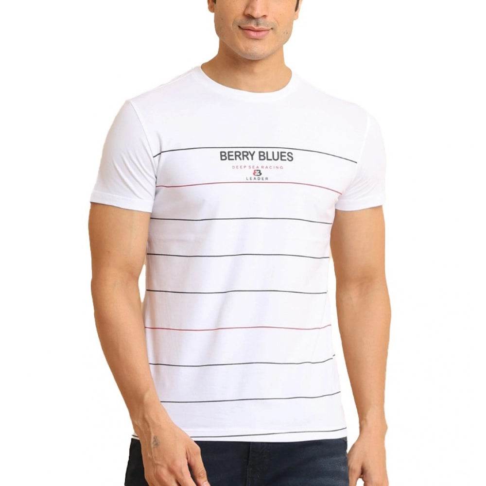Generic Men's Casual Cotton Printed Round Neck Half Sleeve T-Shirt (White) - MYLUXURY LANE ENTERPRISE