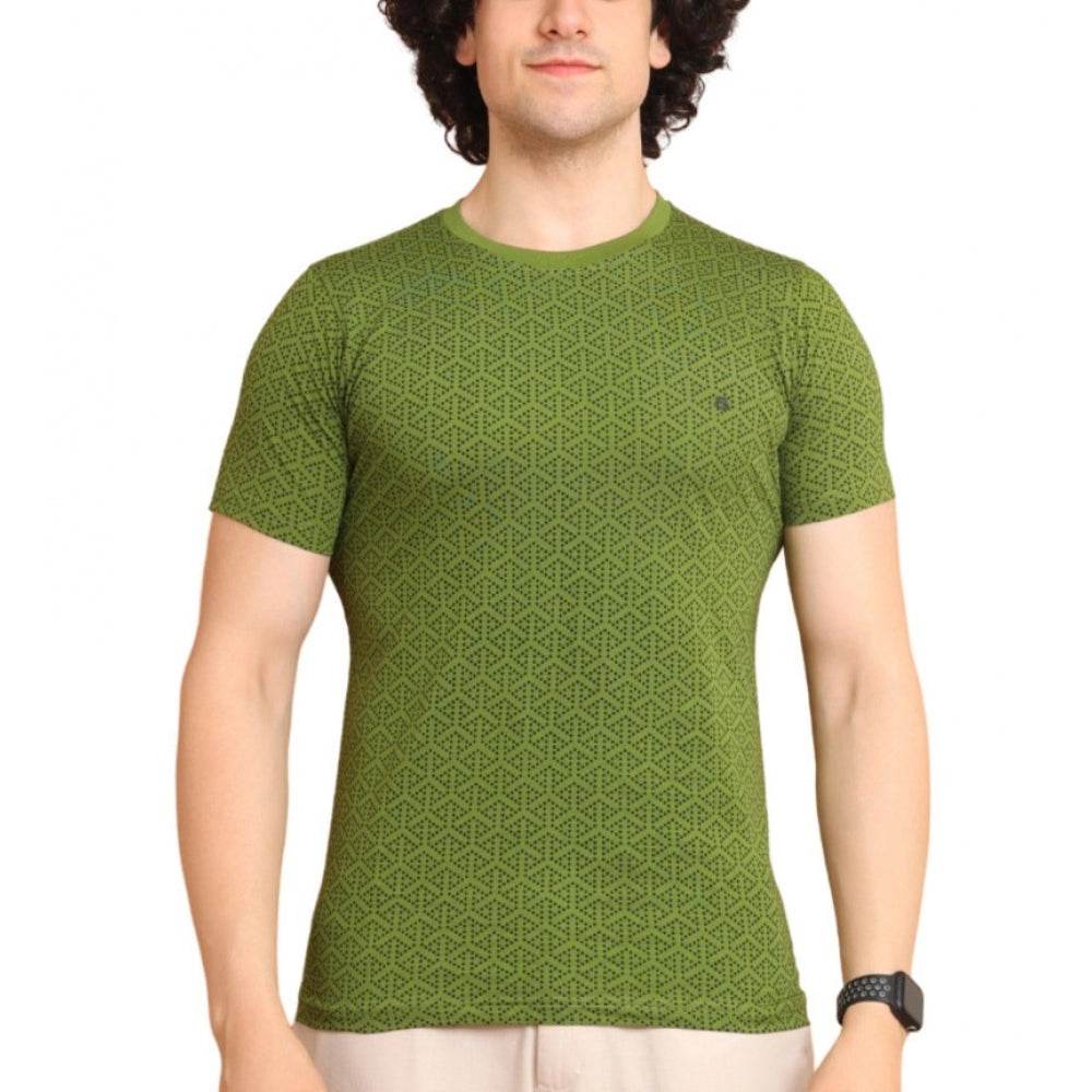 Generic Men's Casual Cotton Printed Round Neck Half Sleeve T-Shirt (Green) - MYLUXURY LANE ENTERPRISE