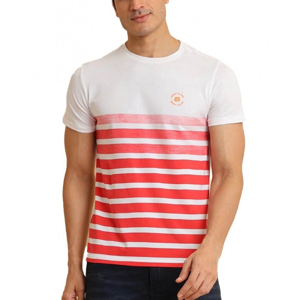 Generic Men's Casual Cotton Printed Round Neck Half Sleeve T-Shirt (Red) - MYLUXURY LANE ENTERPRISE