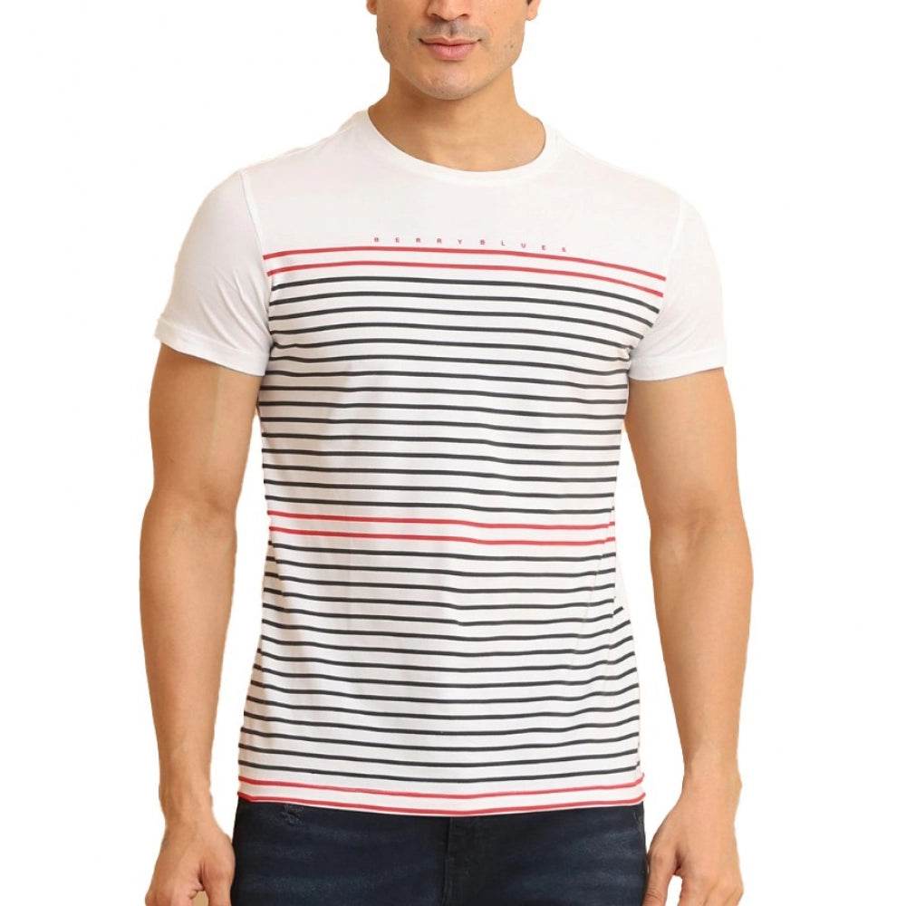 Generic Men's Casual Cotton Printed Round Neck Half Sleeve T-Shirt (White) - MYLUXURY LANE ENTERPRISE