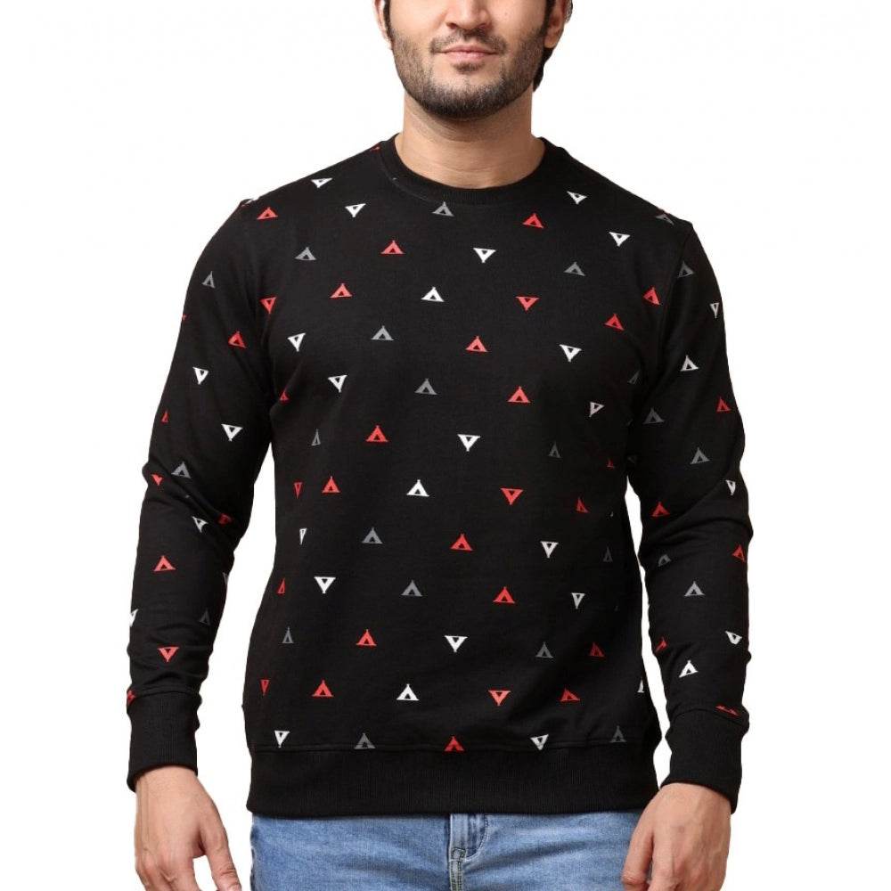 Generic Men's Casual Cotton Printed Round Neck Full Sleeve Sweat Shirt (Black) - MYLUXURY LANE ENTERPRISE