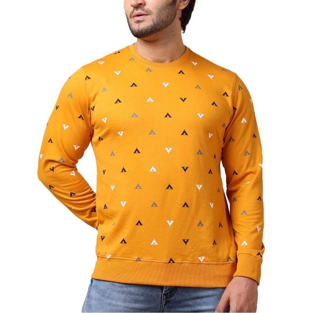 Generic Men's Casual Cotton Printed Round Neck Full Sleeve Sweat Shirt (Mustard) - MYLUXURY LANE ENTERPRISE