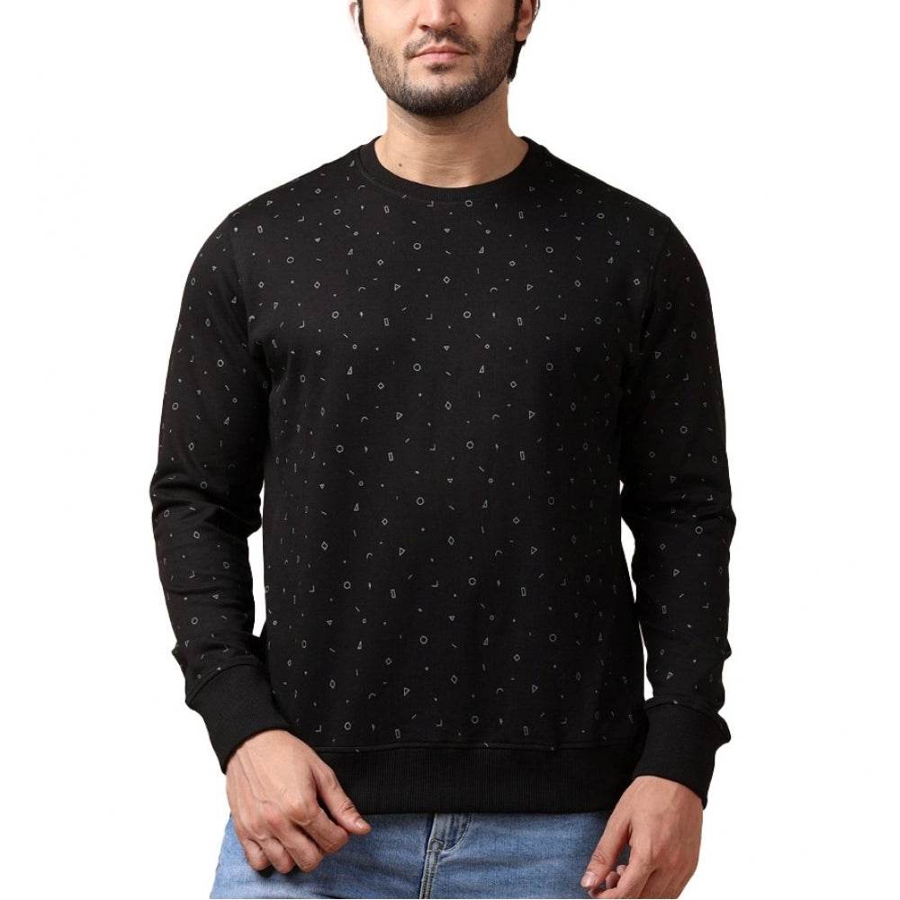 Generic Men's Casual Cotton Printed Round Neck Full Sleeve Sweat Shirt (Black) - MYLUXURY LANE ENTERPRISE