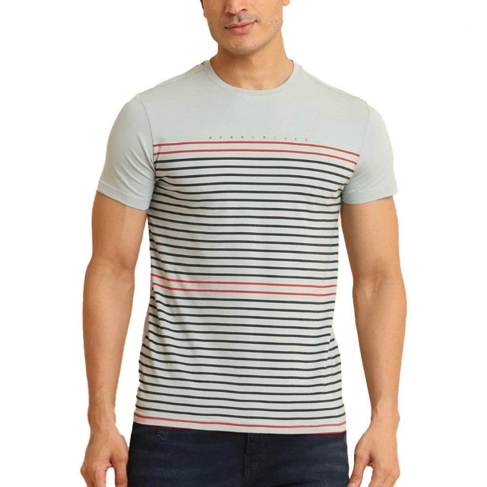 Generic Men's Casual Cotton Printed Round Neck Half Sleeve T-Shirt (Grey) - MYLUXURY LANE ENTERPRISE