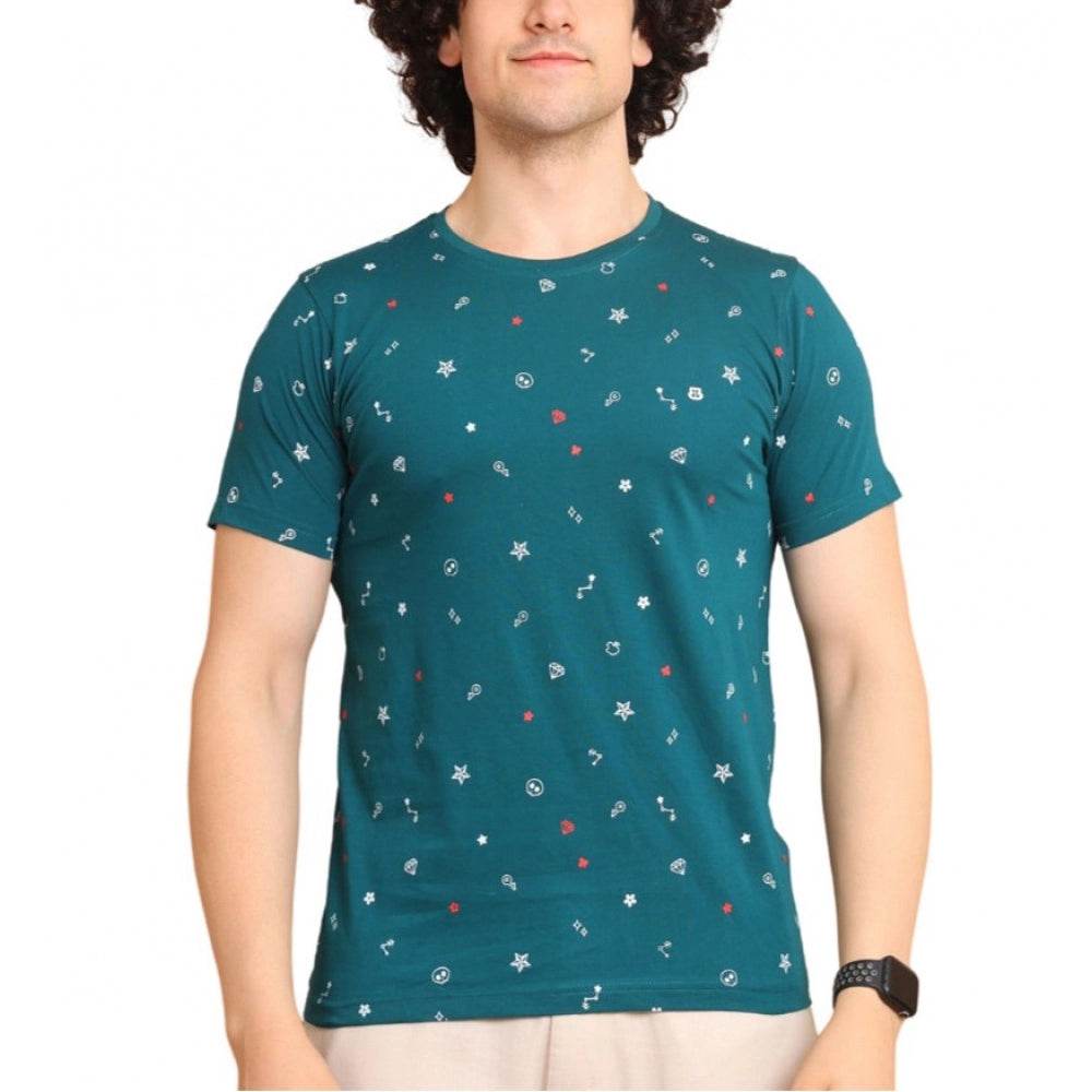 Generic Men's Casual Cotton Printed Round Neck Half Sleeve T-Shirt (Green) - MYLUXURY LANE ENTERPRISE