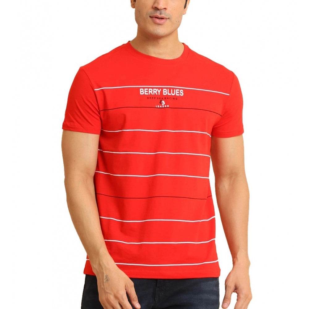 Generic Men's Casual Cotton Printed Round Neck Half Sleeve T-Shirt (Red) - MYLUXURY LANE ENTERPRISE