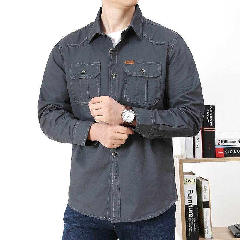 Men's Casual Loose Long Sleeve Solid Color Shirt - MYLUXURY LANE ENTERPRISE