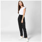 Generic Women's Polyester Checkered Elasticated Trousers (Black - White) - MYLUXURY LANE ENTERPRISE