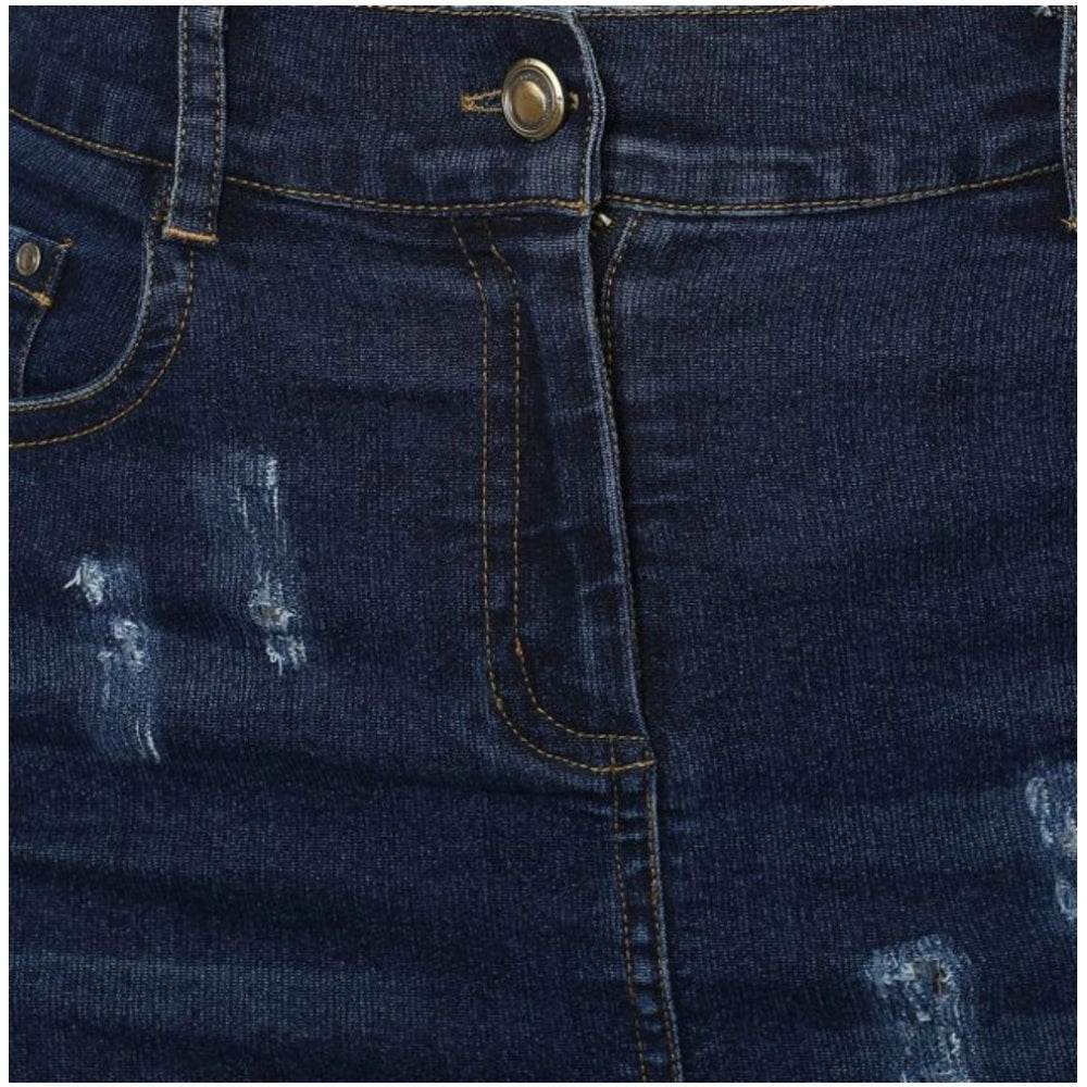 Generic Women's Denim Distressed Buttoned Skirt (Blue) - MYLUXURY LANE ENTERPRISE