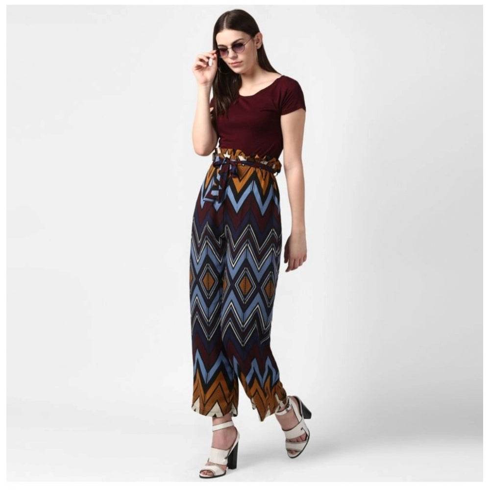 Generic Women's Polyester Chevron Elasticated Trousers (Multicolor) - MYLUXURY LANE ENTERPRISE