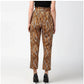 Generic Women's Polyester Animal Print Elasticated Trousers (Orange - Black) - MYLUXURY LANE ENTERPRISE