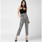Generic Women's Polyester Animal Print Elasticated Trousers (Black - White) - MYLUXURY LANE ENTERPRISE