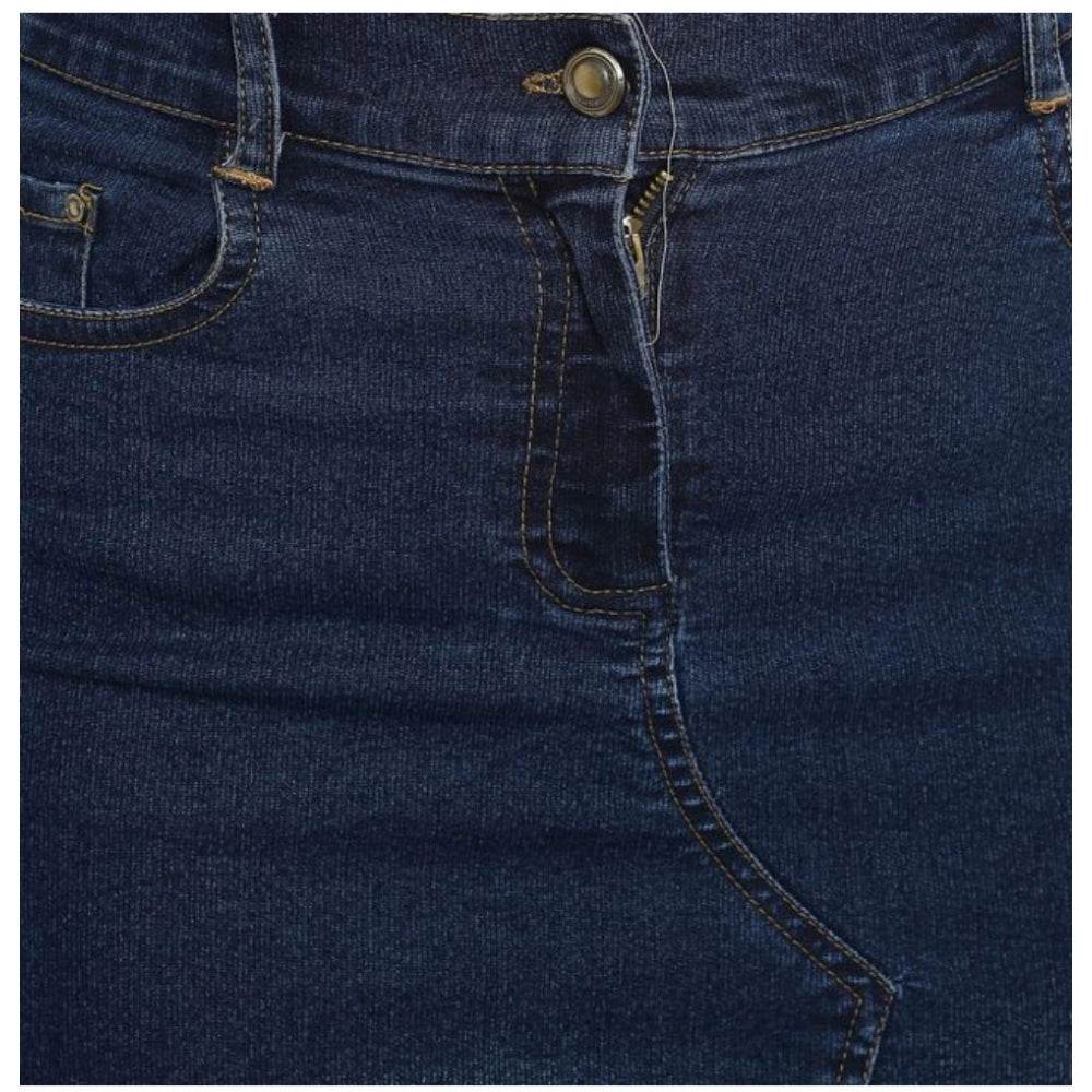 Generic Women's Denim Stitching Pattern Buttoned Skirt (Blue) - MYLUXURY LANE ENTERPRISE