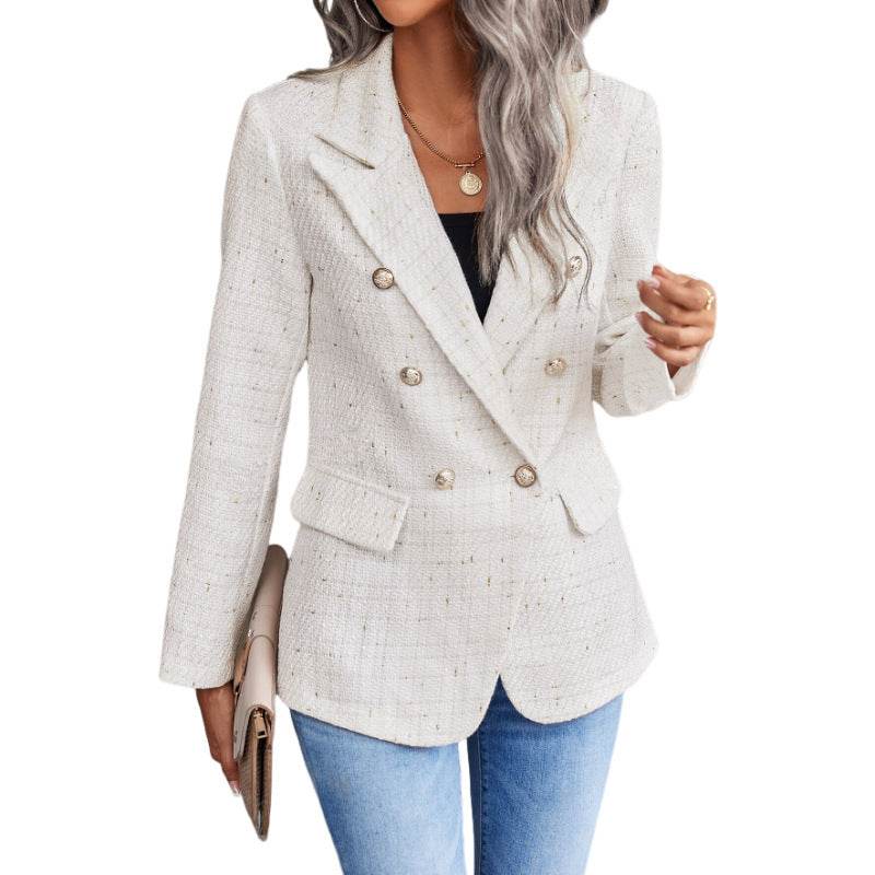 Women's Clothes Hot-selling Lapel Double Breasted Tweed Suit Jacket - MYLUXURY LANE ENTERPRISE