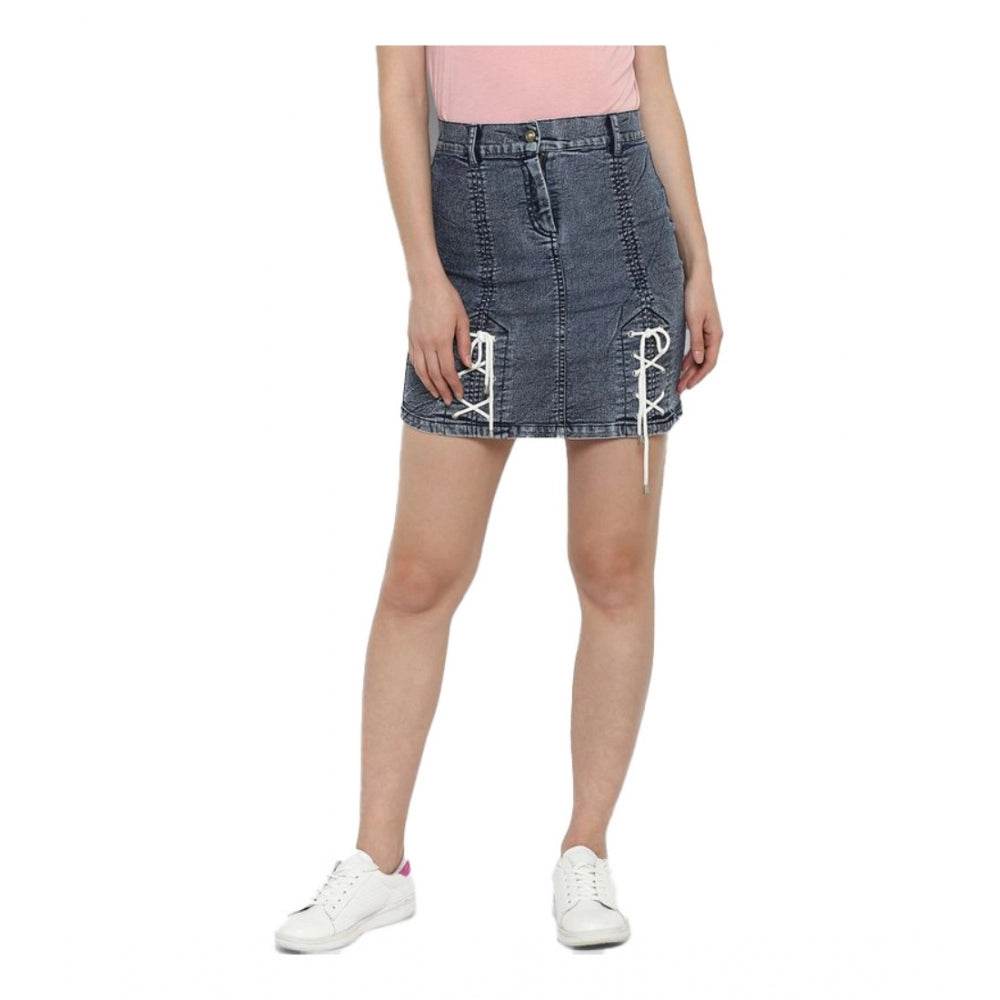 Generic Women's Denim Tie Up Buttoned Skirt (Blue) - MYLUXURY LANE ENTERPRISE