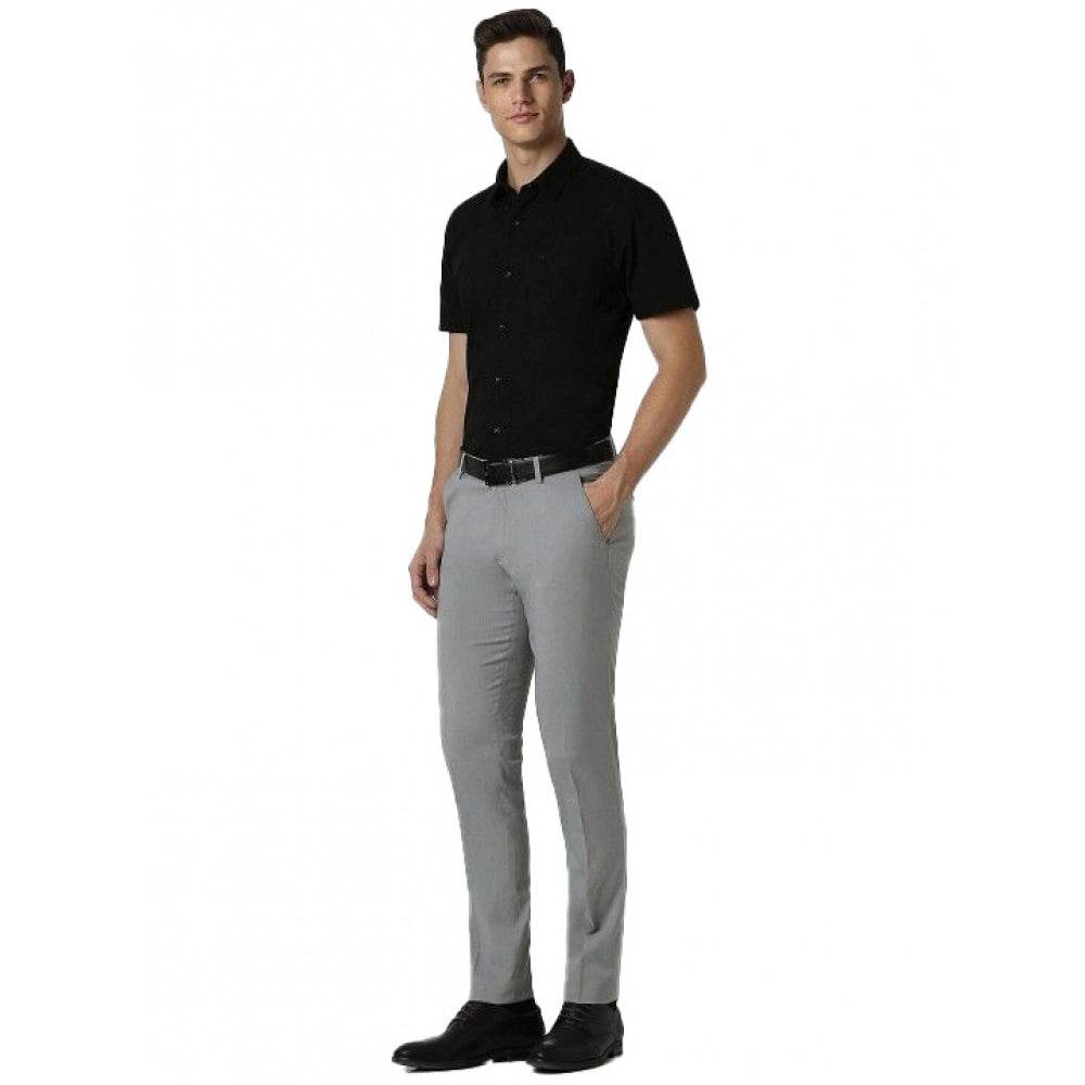 Generic Men's Cotton Blend Solid Half-Sleeve Regular Shirt (Black) - MYLUXURY LANE ENTERPRISE