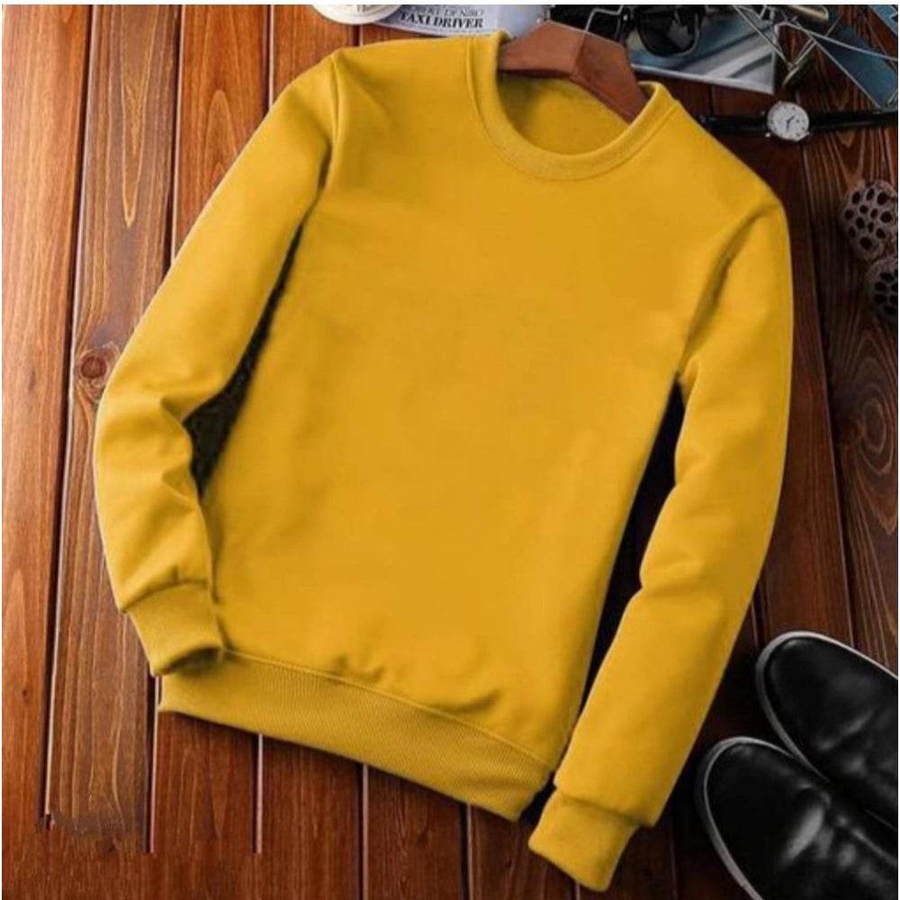 Generic Men's Casual Fleece Solid Round Neck Long Sleeves Sweatshirt (Orange) - MYLUXURY LANE ENTERPRISE