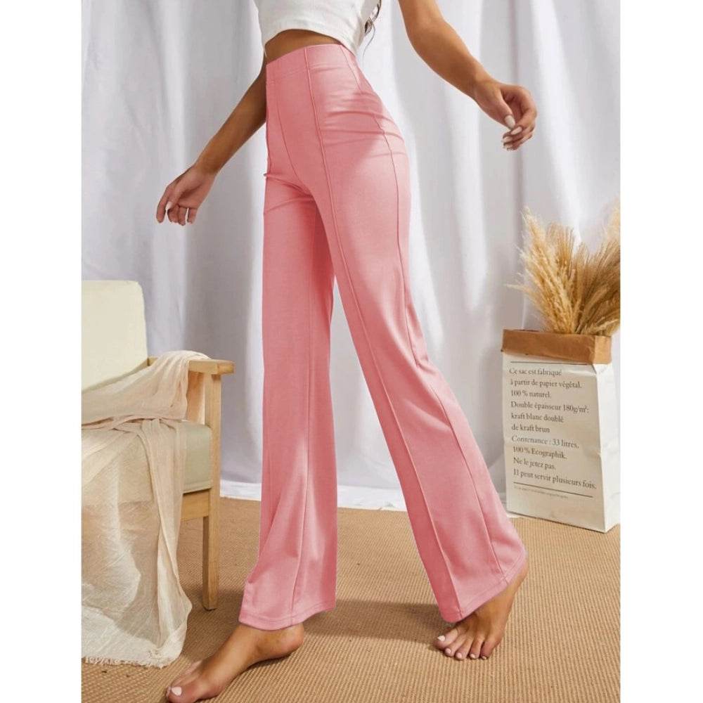 Generic Women's Polyester Solid Regular Fit Pant (Peach) - MYLUXURY LANE ENTERPRISE
