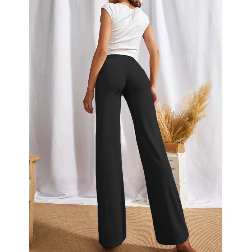 Generic Women's Polyester Solid Regular Fit Pant (Black) - MYLUXURY LANE ENTERPRISE