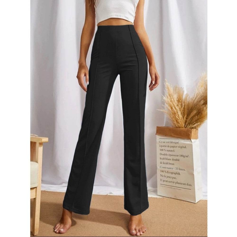 Generic Women's Polyester Solid Regular Fit Pant (Black) - MYLUXURY LANE ENTERPRISE