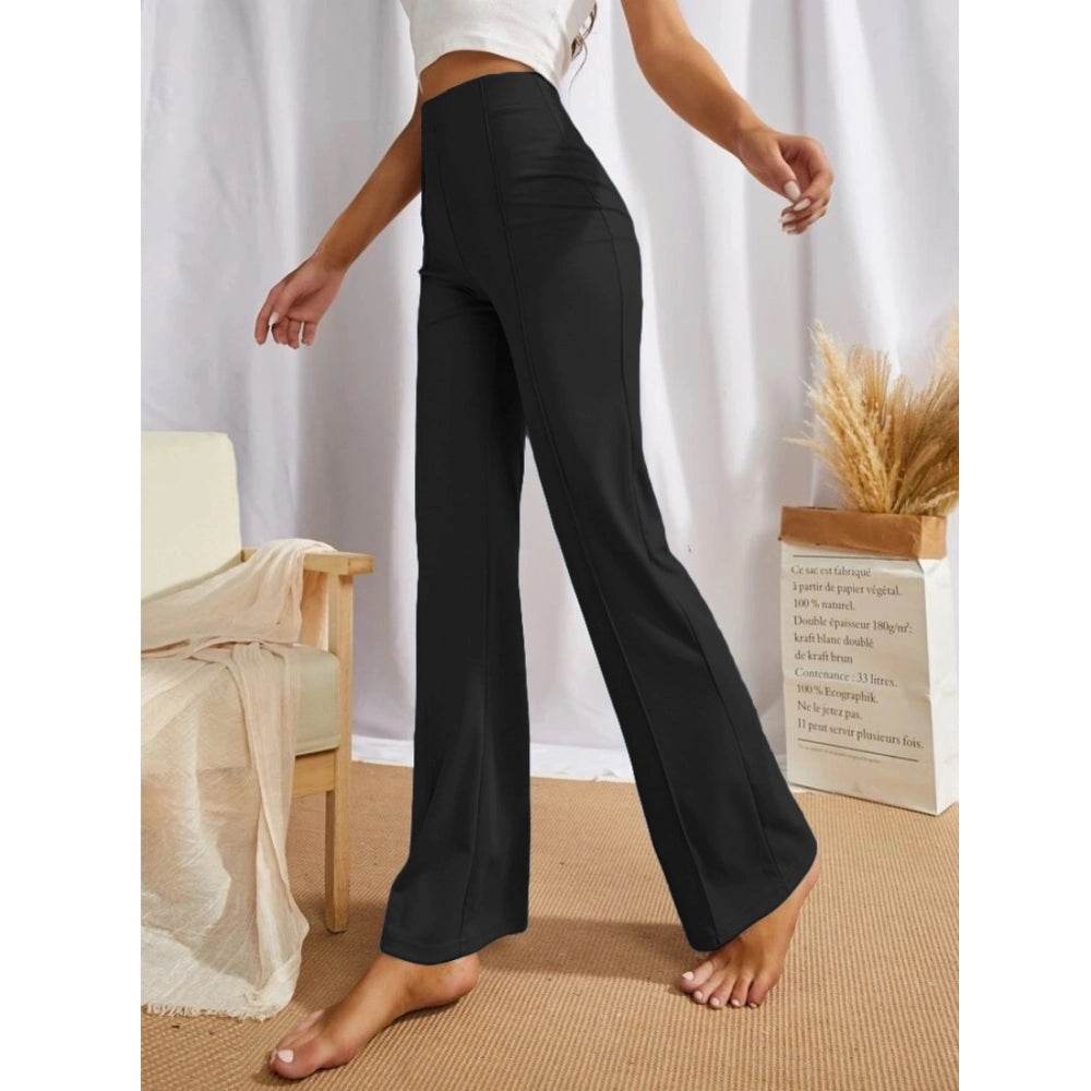 Generic Women's Polyester Solid Regular Fit Pant (Black) - MYLUXURY LANE ENTERPRISE