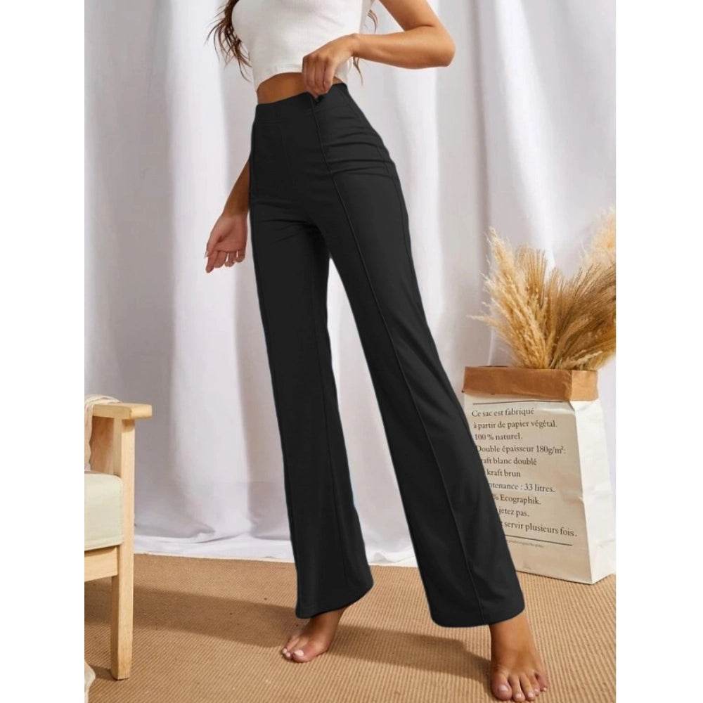 Generic Women's Polyester Solid Regular Fit Pant (Black) - MYLUXURY LANE ENTERPRISE