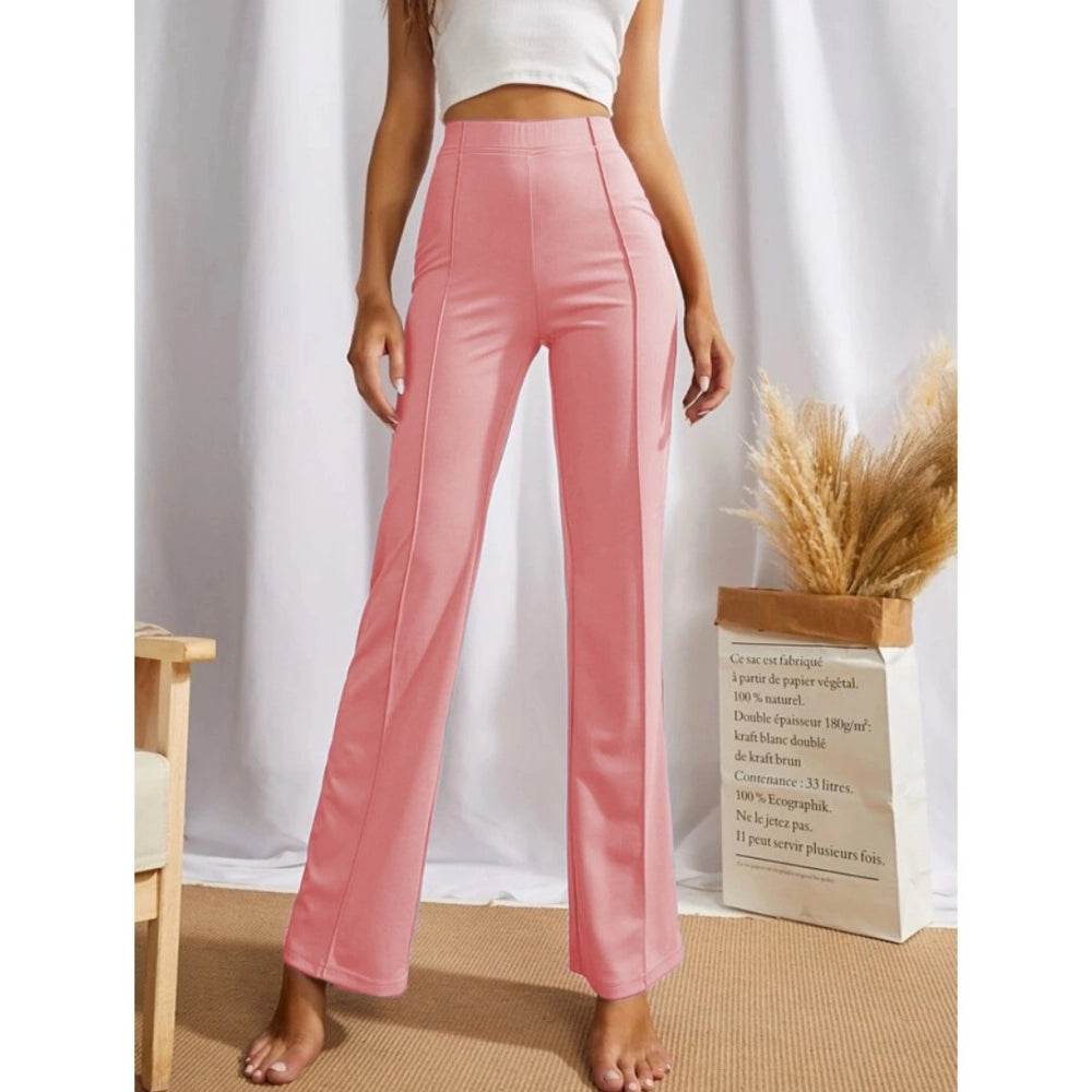 Generic Women's Polyester Solid Regular Fit Pant (Peach) - MYLUXURY LANE ENTERPRISE