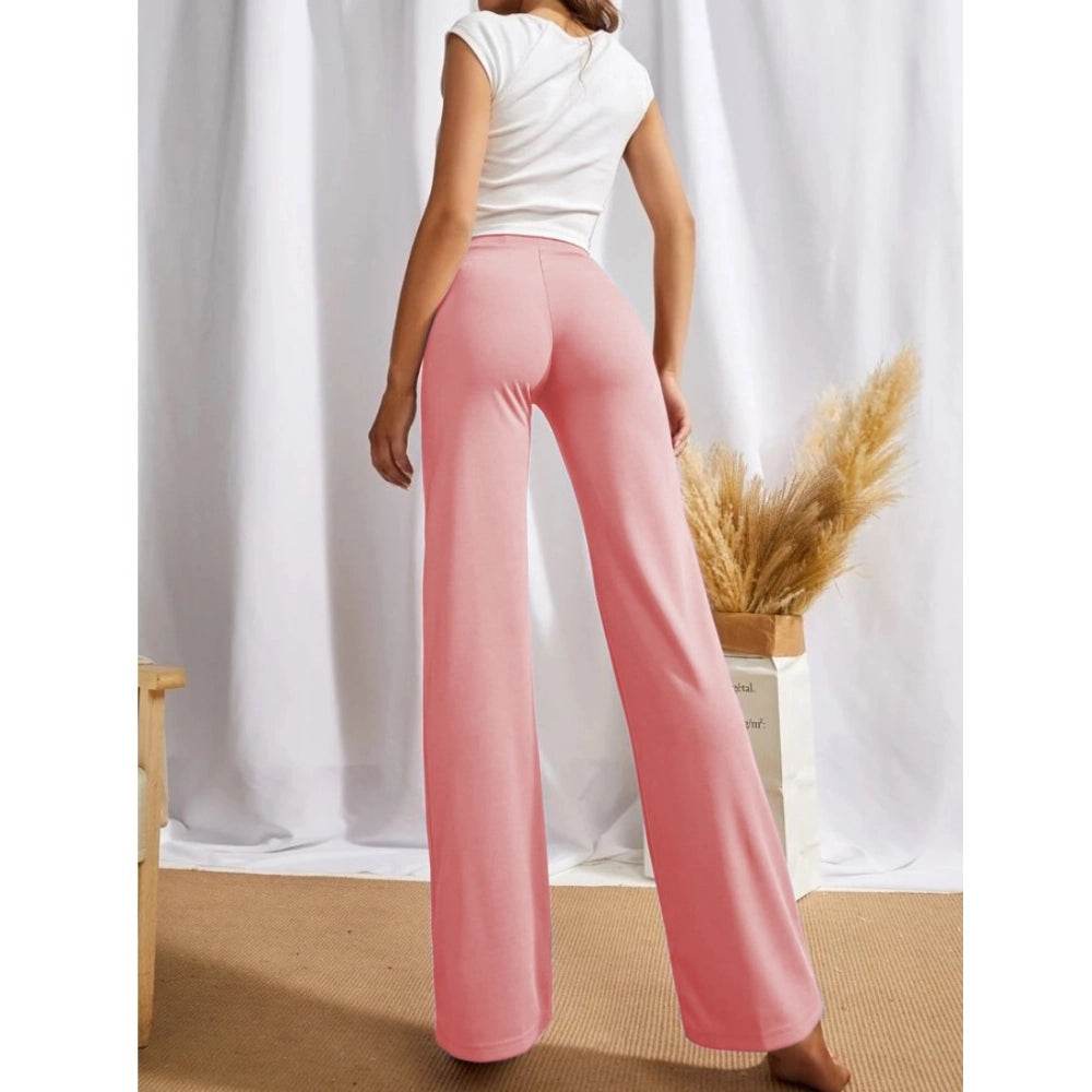 Generic Women's Polyester Solid Regular Fit Pant (Peach) - MYLUXURY LANE ENTERPRISE