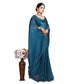 Generic Women's Georgette Satin Silk Saree With Unstitched Blouse 5.5Mtr (Blue) - MYLUXURY LANE ENTERPRISE