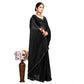 Generic Women's Georgette Satin Silk Saree With Unstitched Blouse 5.5Mtr (Black) - MYLUXURY LANE ENTERPRISE