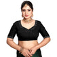 Generic Women's Georgette Satin Silk Saree With Unstitched Blouse 5.5Mtr (Black) - MYLUXURY LANE ENTERPRISE