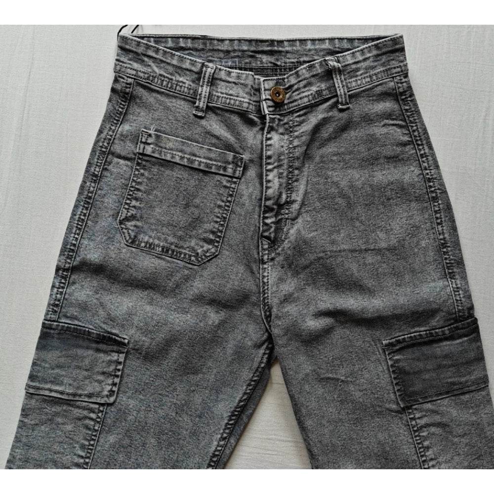 Generic Women's Cotton Blended Solid Cargo Straight Fit (Grey) - MYLUXURY LANE ENTERPRISE