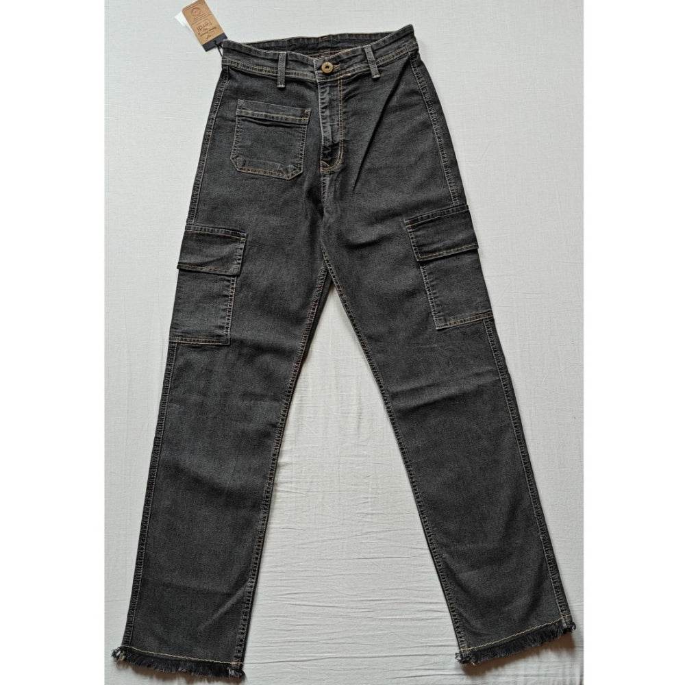 Generic Women's Cotton Blended Solid Cargo Straight Fit (Grey) - MYLUXURY LANE ENTERPRISE