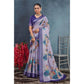 Generic Women's Linen Floral Printed Saree With Unstitched Blouse 5.5Mtr (Purple) - MYLUXURY LANE ENTERPRISE