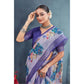 Generic Women's Linen Floral Printed Saree With Unstitched Blouse 5.5Mtr (Purple) - MYLUXURY LANE ENTERPRISE