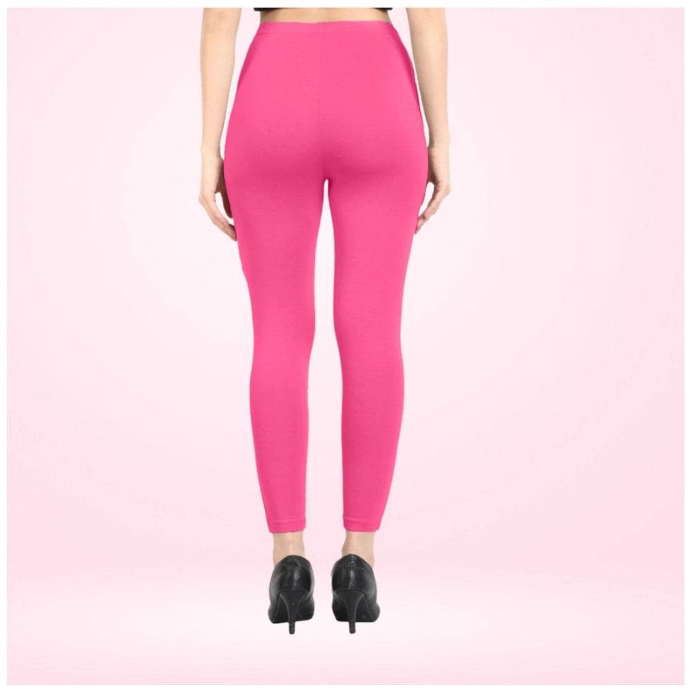 Generic Women's Cotton Blended Solid Ankle legging (Dark Pink) - MYLUXURY LANE ENTERPRISE