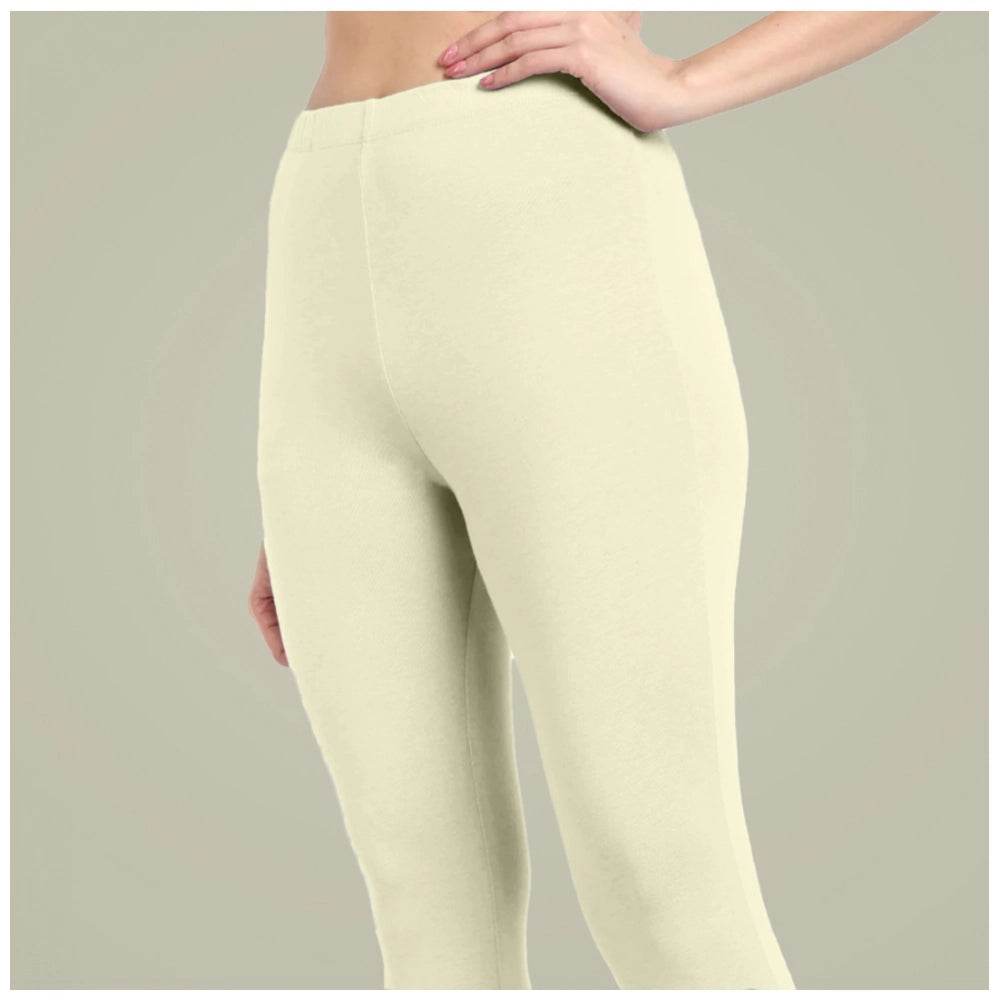 Generic Women's Cotton Blended Solid Ankle legging (Cream) - MYLUXURY LANE ENTERPRISE
