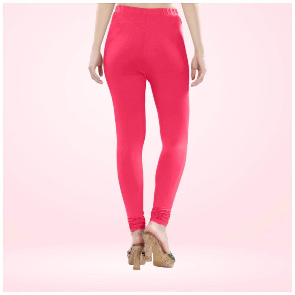 Generic Women's Cotton Blended Solid Churidar leggings (Pink) - MYLUXURY LANE ENTERPRISE