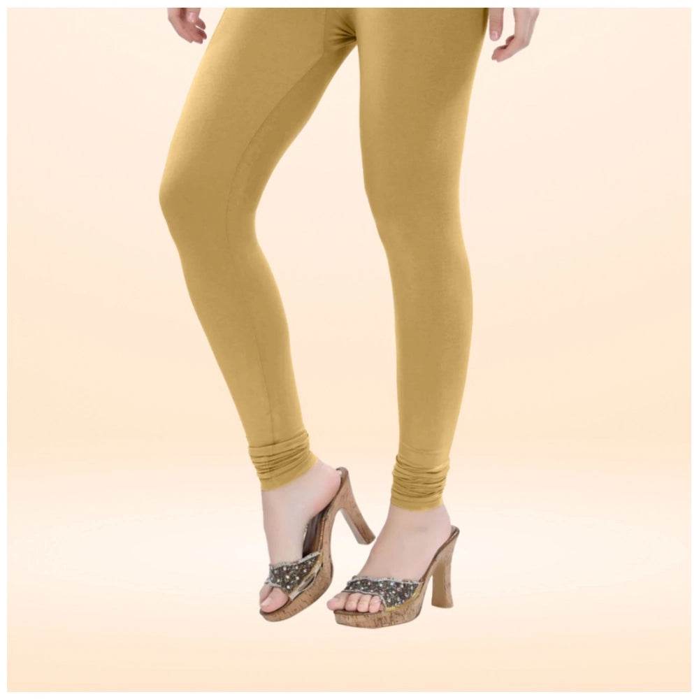 Generic Women's Cotton Blended Solid Churidar leggings (Beige) - MYLUXURY LANE ENTERPRISE