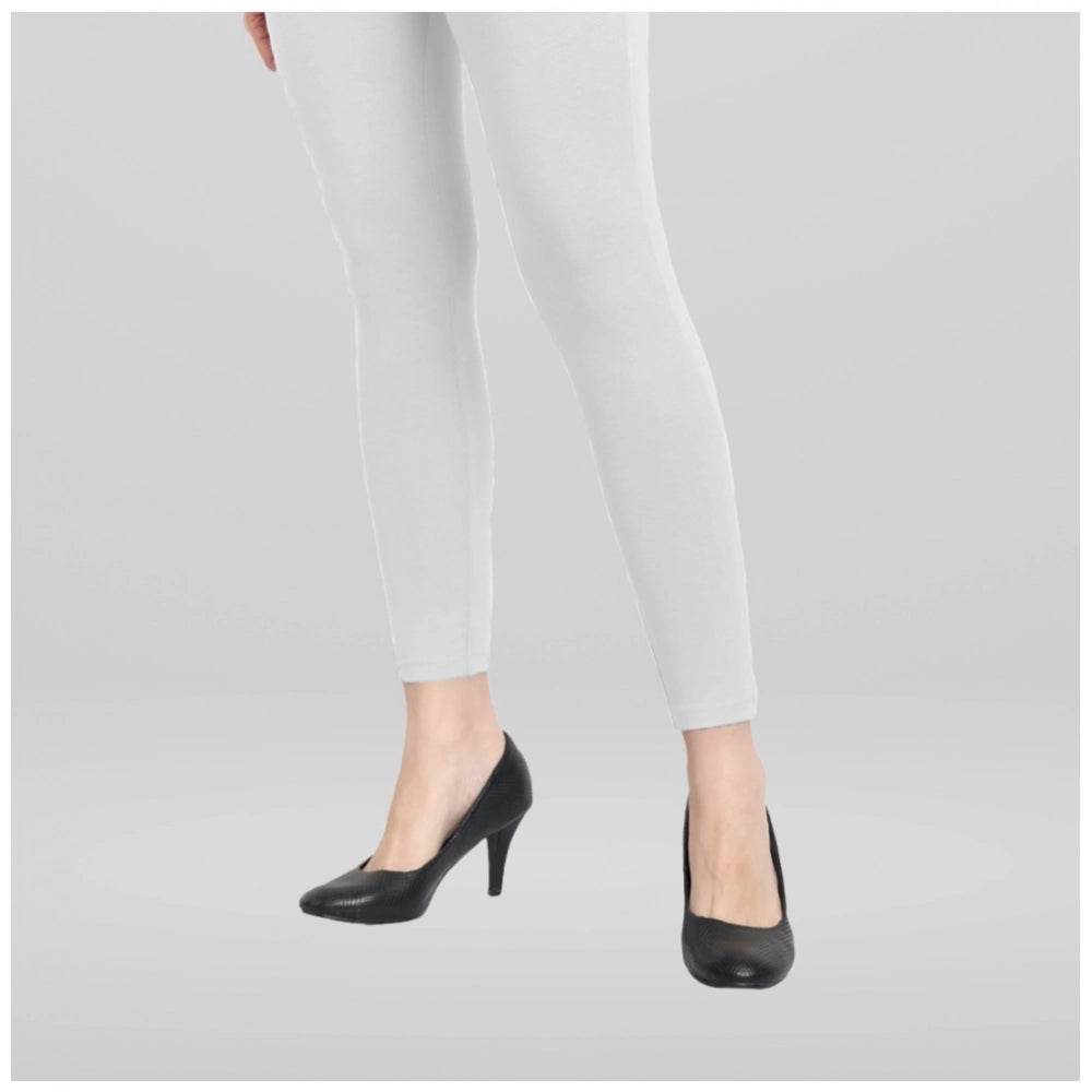 Generic Women's Cotton Blended Solid Ankle legging (White) - MYLUXURY LANE ENTERPRISE