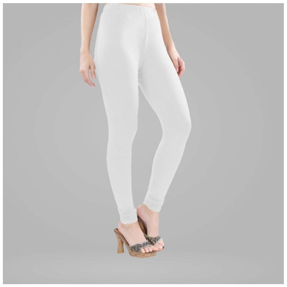 Generic Women's Cotton Blended Solid Churidar leggings (White) - MYLUXURY LANE ENTERPRISE