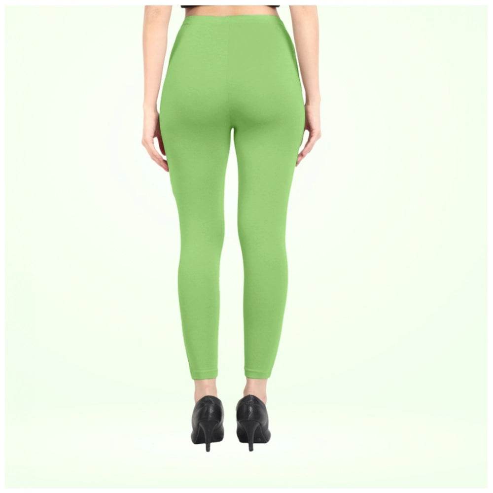 Generic Women's Cotton Blended Solid Ankle legging (Pista Green) - MYLUXURY LANE ENTERPRISE
