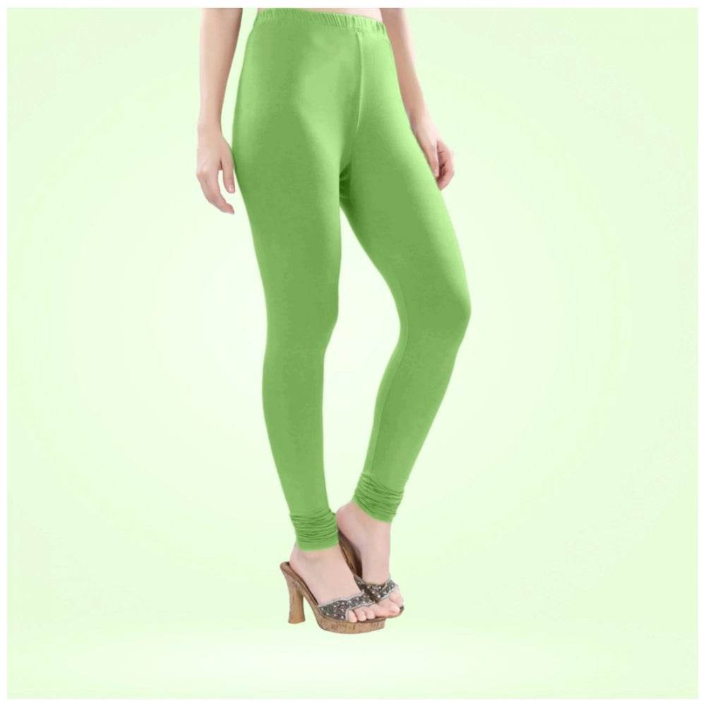 Generic Women's Cotton Blended Solid Churidar leggings (Pista Green) - MYLUXURY LANE ENTERPRISE