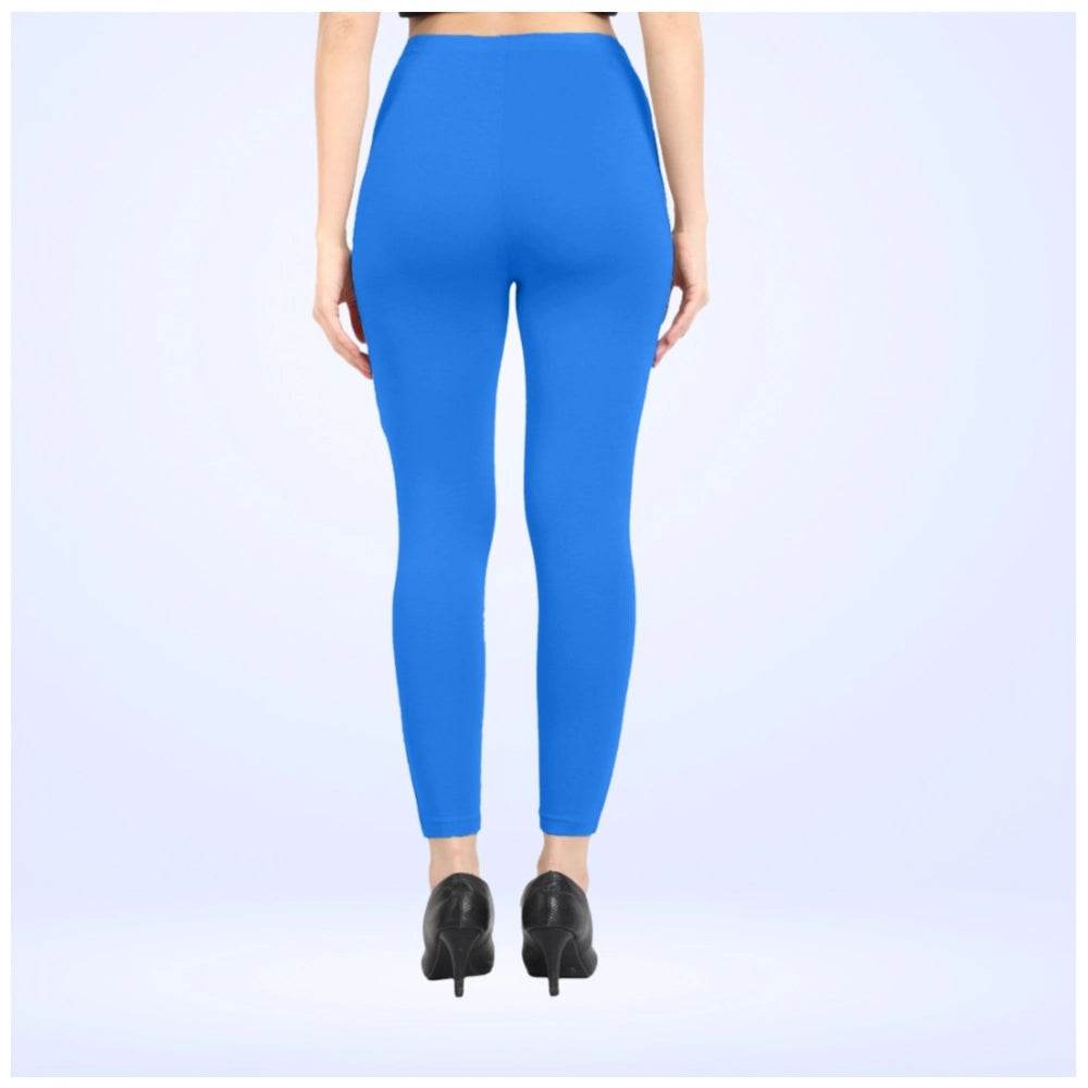 Generic Women's Cotton Blended Solid Ankle legging (Blue) - MYLUXURY LANE ENTERPRISE
