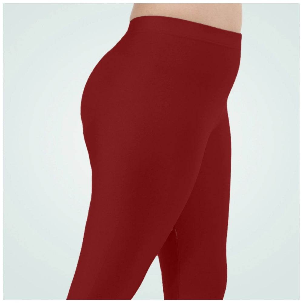 Generic Women's Cotton Blended Solid Shimmer Ankle leggings (Maroon) - MYLUXURY LANE ENTERPRISE