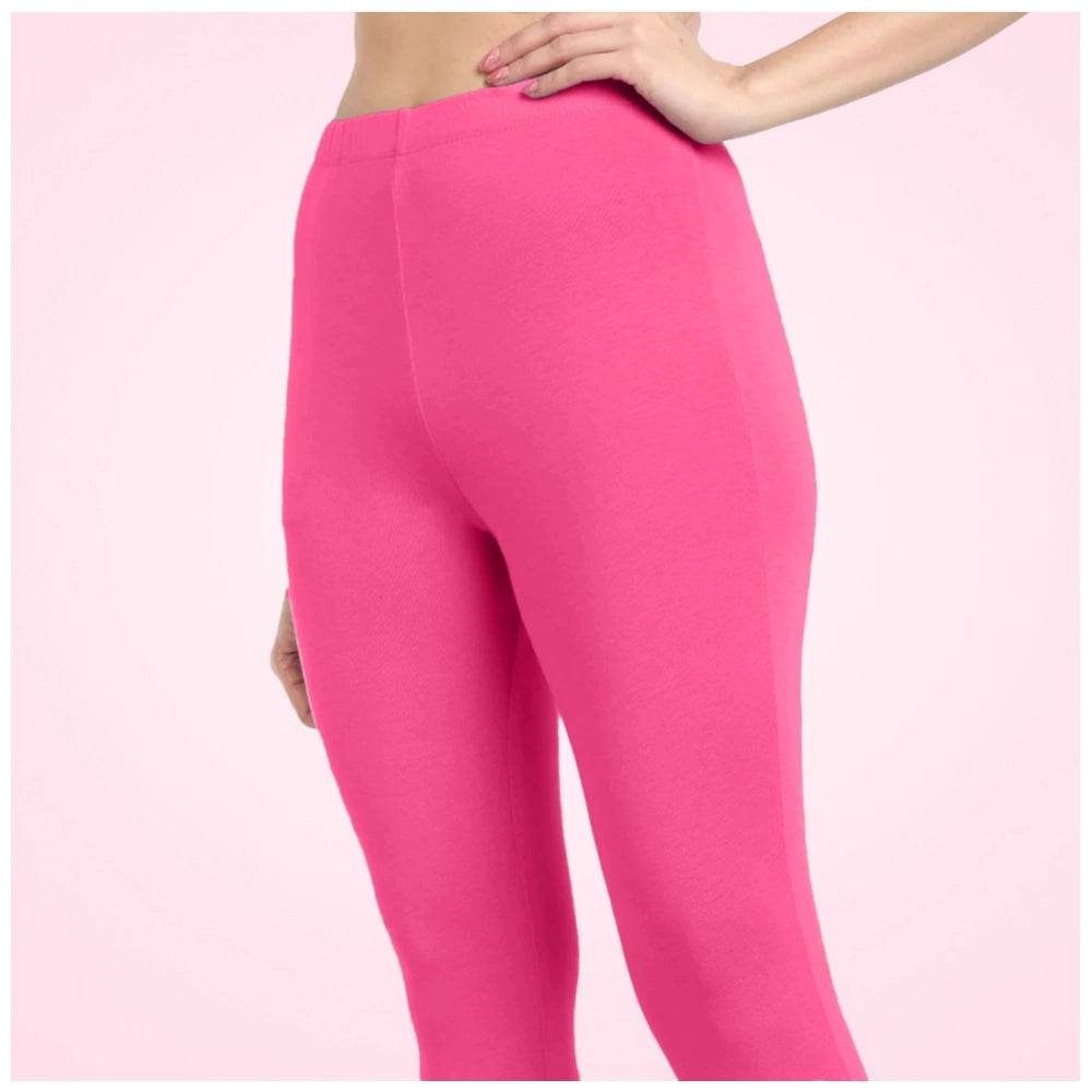 Generic Women's Cotton Blended Solid Ankle legging (Dark Pink) - MYLUXURY LANE ENTERPRISE