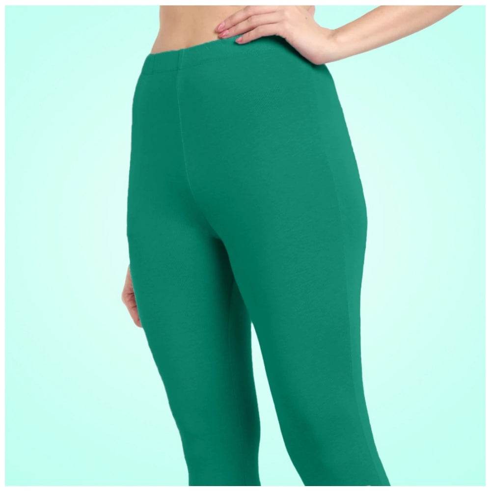 Generic Women's Cotton Blended Solid Ankle legging (Rama Green) - MYLUXURY LANE ENTERPRISE