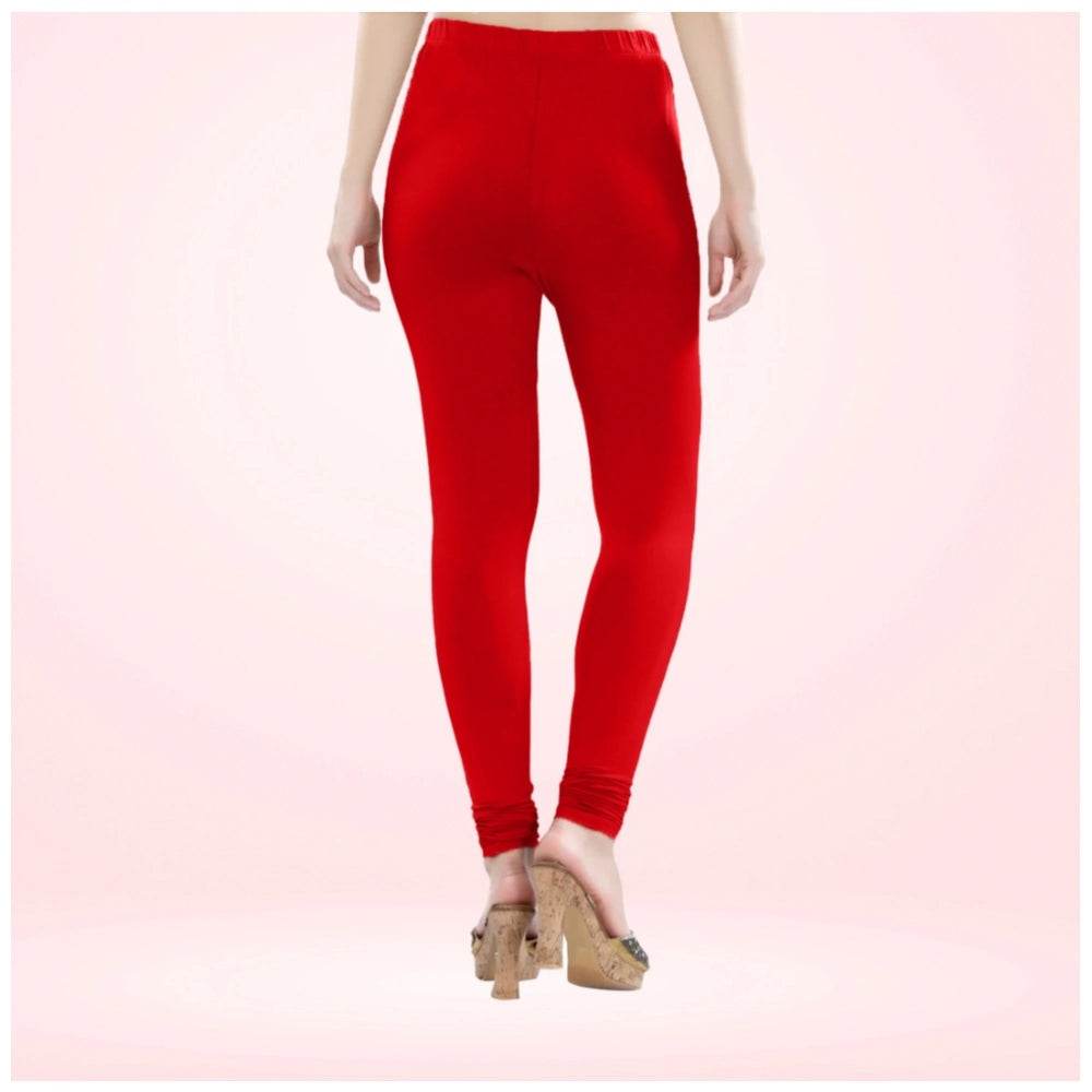 Generic Women's Cotton Blended Solid Churidar leggings (Red) - MYLUXURY LANE ENTERPRISE
