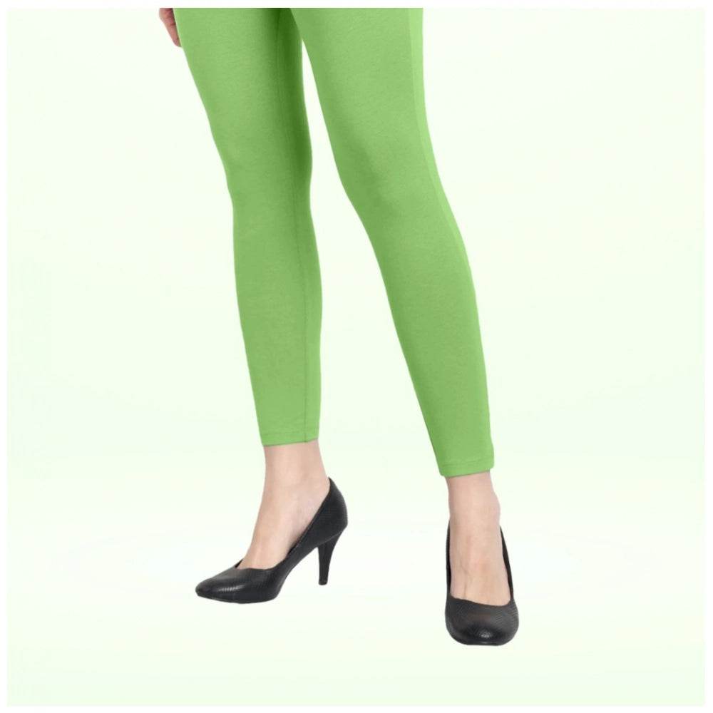 Generic Women's Cotton Blended Solid Ankle legging (Pista Green) - MYLUXURY LANE ENTERPRISE