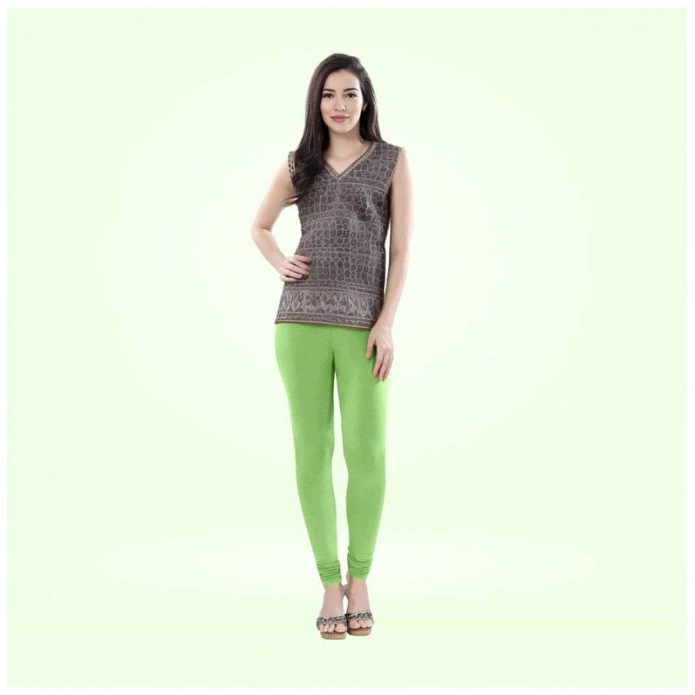Generic Women's Cotton Blended Solid Churidar leggings (Pista Green) - MYLUXURY LANE ENTERPRISE